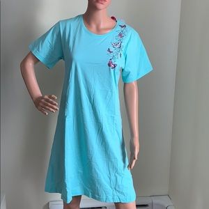 NWT Vienetta Turquoise butterflies night gown sz L